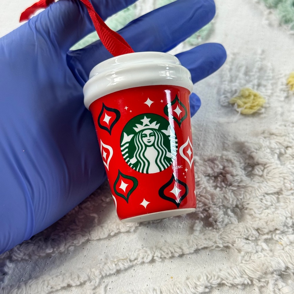 Starbucks 2023 Red Holiday Cup Ceramic Christmas Ornament BWC23 Mini Siren Logo
